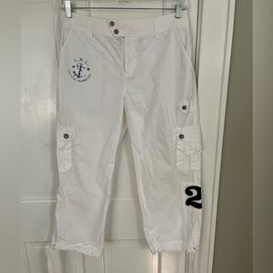 Ralph Lauren Jeans Co. Cotton White Cropped Cargo Pants Utility Gorpcore Size 10